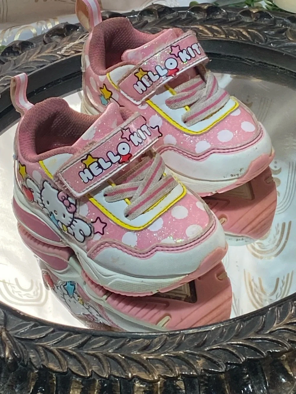Hello Kitty Pink and White Kids Light-Up Sneakers